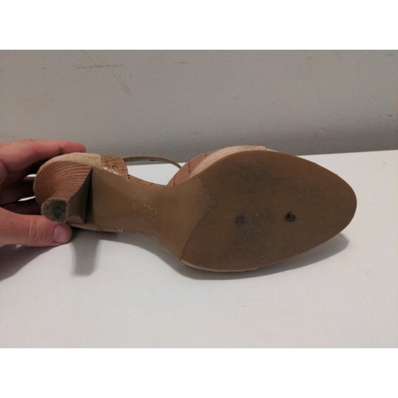 Antonio Melani Heels Brown Suede Leather w Strap Sz 8.5M Reptile Pattern Accent - Picture 8 of 8